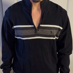 U.S. Polo Assn. Black and Gray Zip-Up Sweater